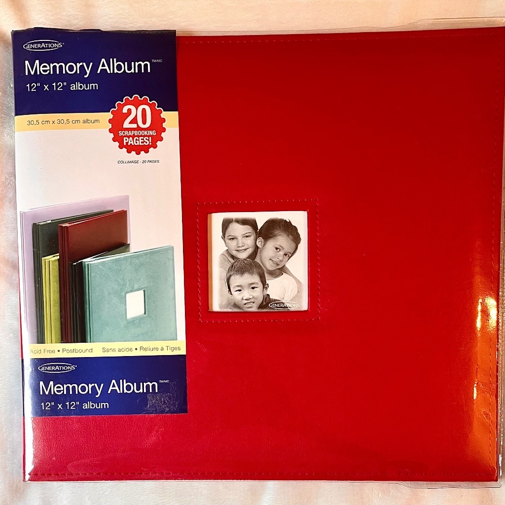 NWT Generations Premium Scrapbook Memory Album - Red Faux Leather 12”x12”